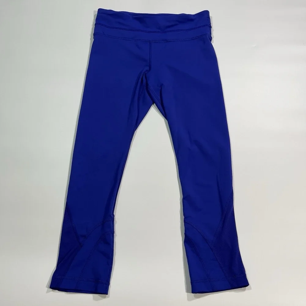 Lululemon Blue Capri Athletic Yoga Leggings Pockets‎ Size 4 Workout